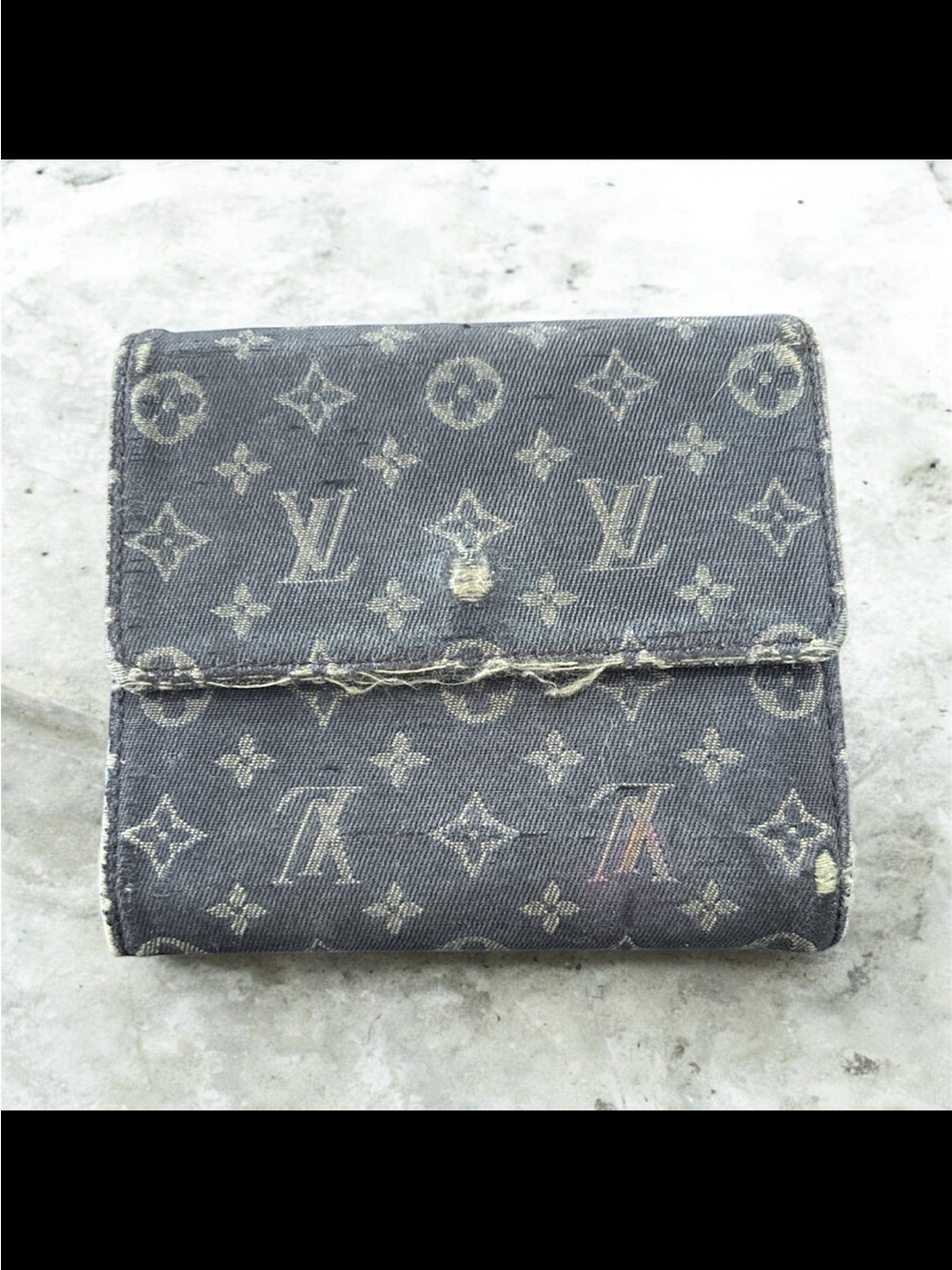 Louis Vuitton Mini Lin Monogram Canvas compact trifold wallet KK initials - Picture 1 of 11